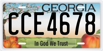 GA license plate CCE4678