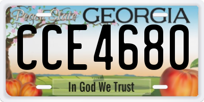GA license plate CCE4680
