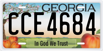 GA license plate CCE4684