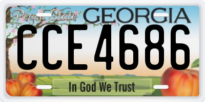 GA license plate CCE4686