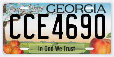 GA license plate CCE4690