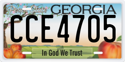 GA license plate CCE4705