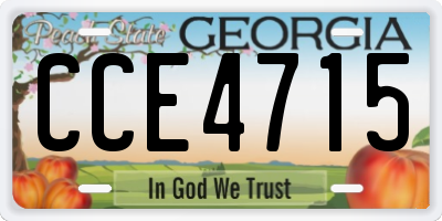 GA license plate CCE4715