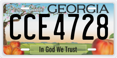 GA license plate CCE4728