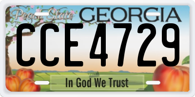 GA license plate CCE4729