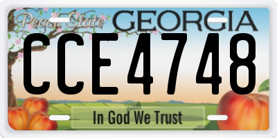 GA license plate CCE4748