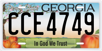 GA license plate CCE4749