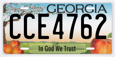 GA license plate CCE4762