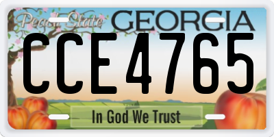 GA license plate CCE4765