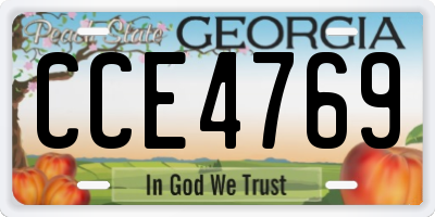 GA license plate CCE4769