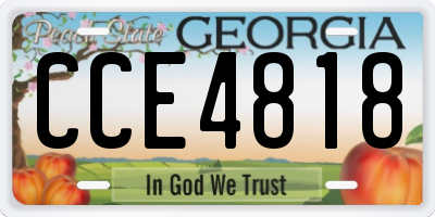 GA license plate CCE4818