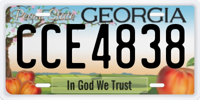GA license plate CCE4838