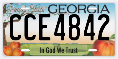 GA license plate CCE4842