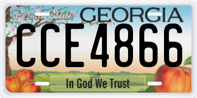 GA license plate CCE4866