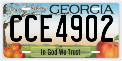 GA license plate CCE4902