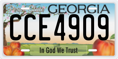 GA license plate CCE4909