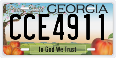 GA license plate CCE4911