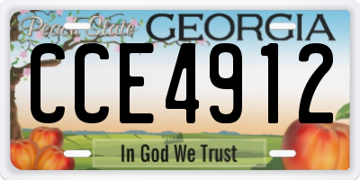 GA license plate CCE4912