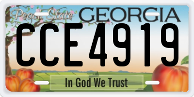 GA license plate CCE4919