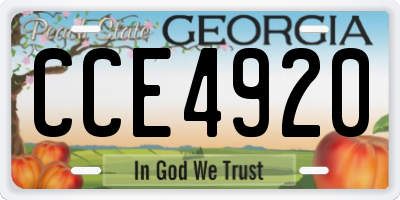 GA license plate CCE4920