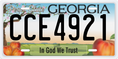GA license plate CCE4921
