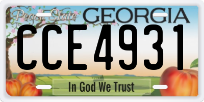 GA license plate CCE4931