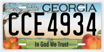 GA license plate CCE4934