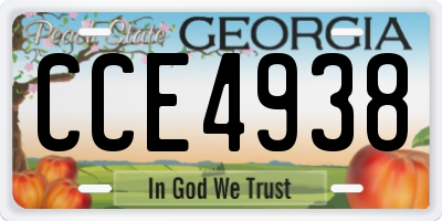 GA license plate CCE4938