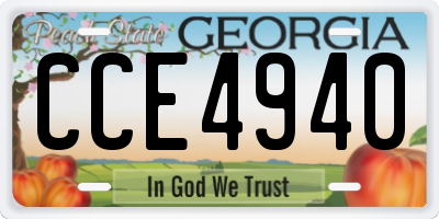 GA license plate CCE4940
