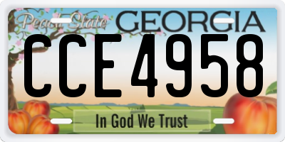 GA license plate CCE4958