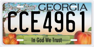 GA license plate CCE4961