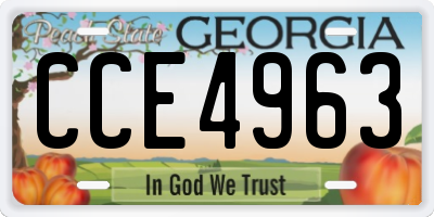 GA license plate CCE4963