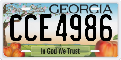 GA license plate CCE4986