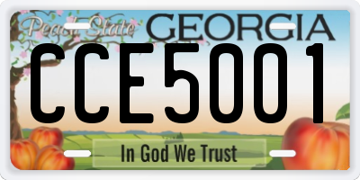 GA license plate CCE5001