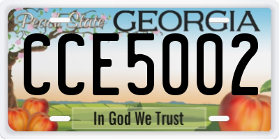 GA license plate CCE5002