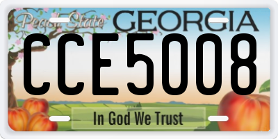 GA license plate CCE5008