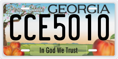 GA license plate CCE5010