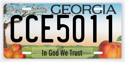 GA license plate CCE5011