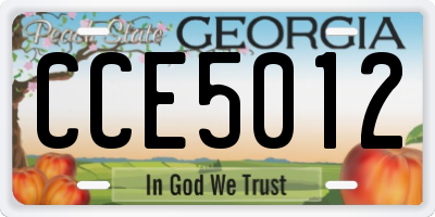 GA license plate CCE5012