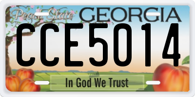GA license plate CCE5014