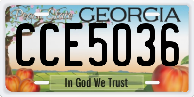 GA license plate CCE5036