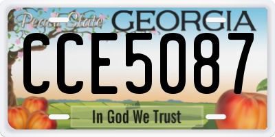 GA license plate CCE5087