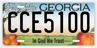 GA license plate CCE5100