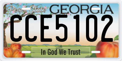 GA license plate CCE5102