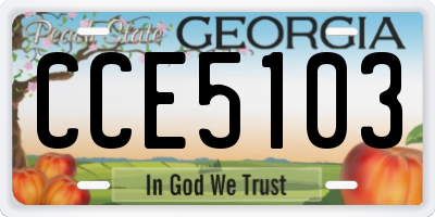 GA license plate CCE5103