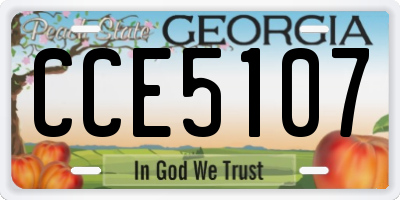 GA license plate CCE5107
