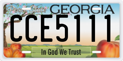 GA license plate CCE5111