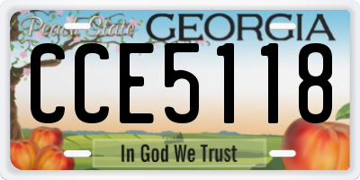 GA license plate CCE5118