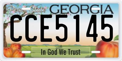 GA license plate CCE5145