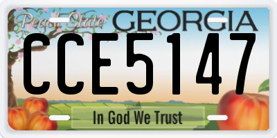 GA license plate CCE5147